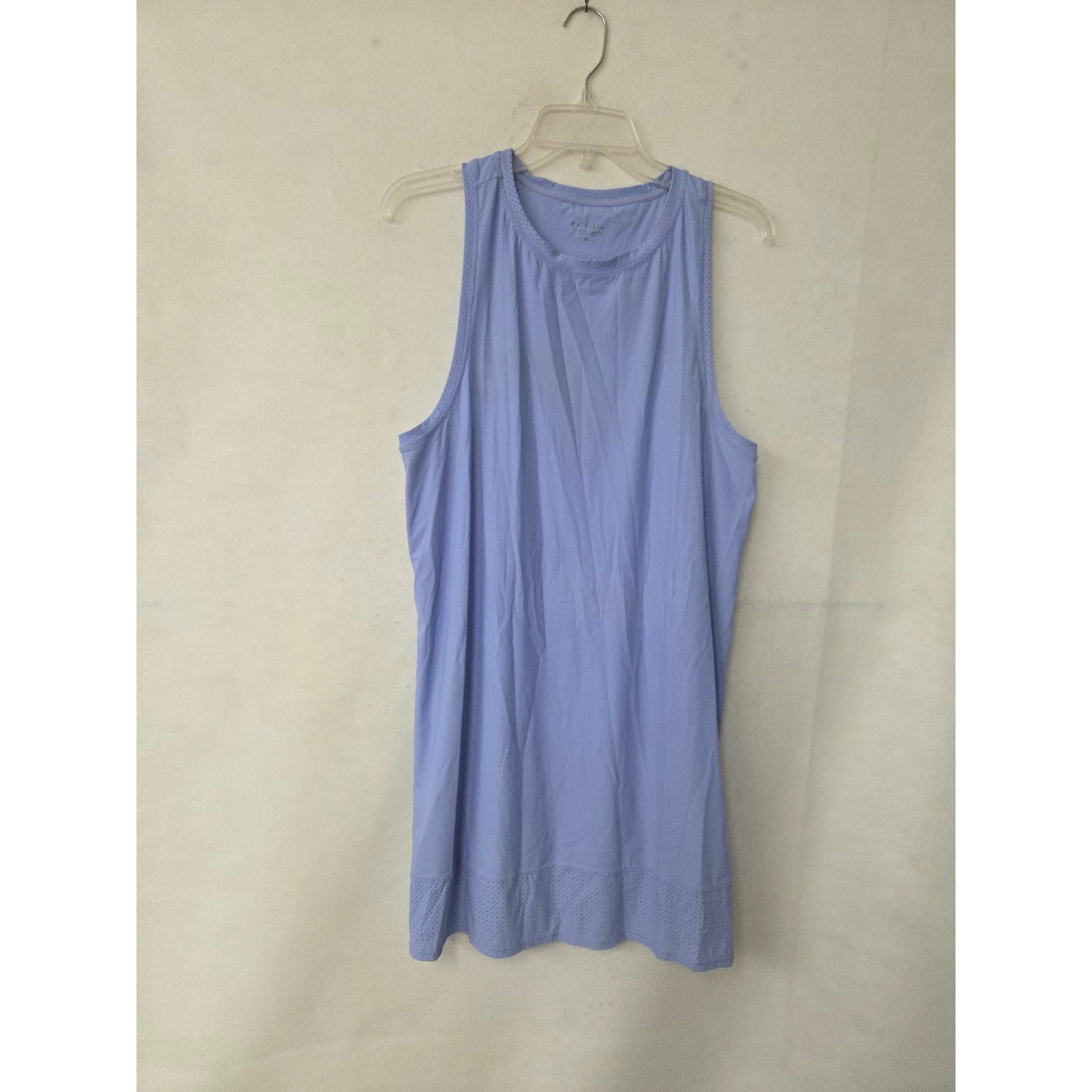 Athleta Racerback Tank Dress Women M Periwinkle Blue Perforated Hem Yoga Gym
